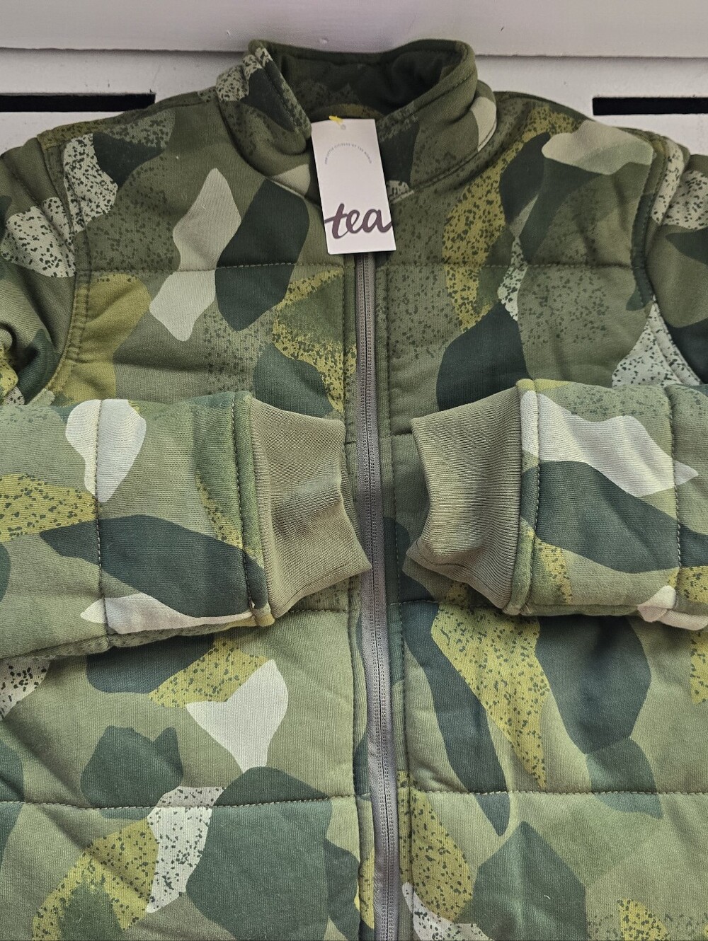 Tea Collection Green Camo Quilted Puffer Jacket